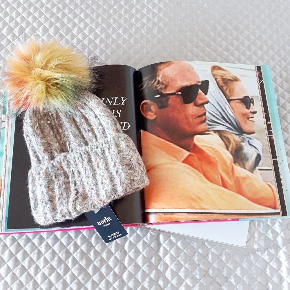 NWT Norla multicolour faux fur pom pom beanie